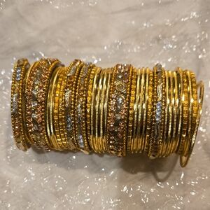 Elegant Gold and Silver Bangle Set For Little Girls Size Is 1.12